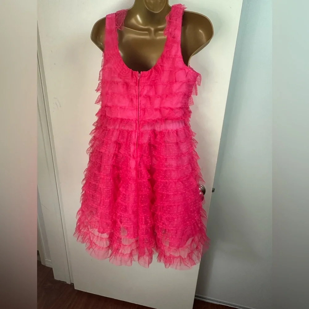 Smak Parlour X Unique Vintage1960s Hot Pink Bow Cupcake EmpireWaist Dress NWOT M - Picture 7 of 16
